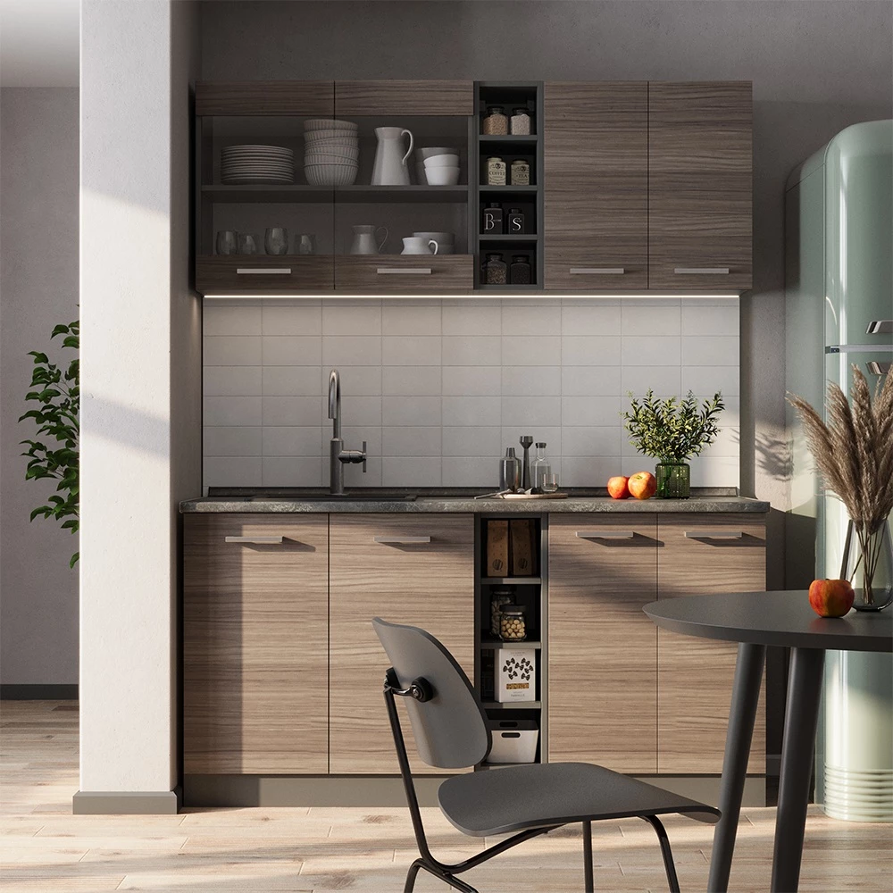 Jednolôžková kuchyňa in Ušľachtilá sivá/antracitová on white background