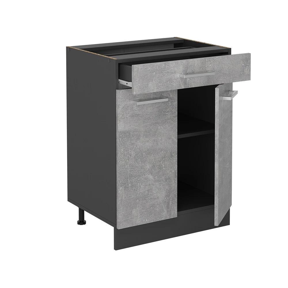 Keukenonderkast in Beton on white background with decorative elements