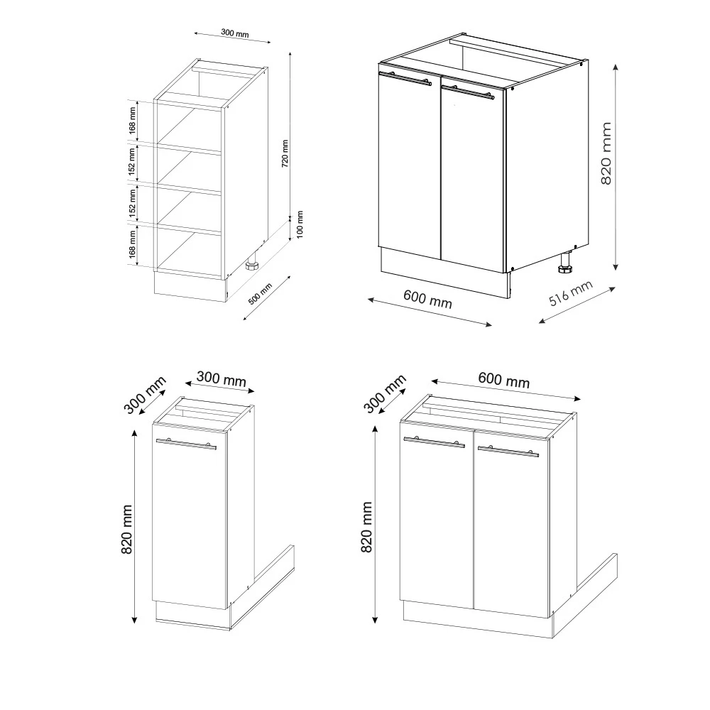 Isola cucina in Rovere nero lucido/oro power oak on white background with visible dimensions