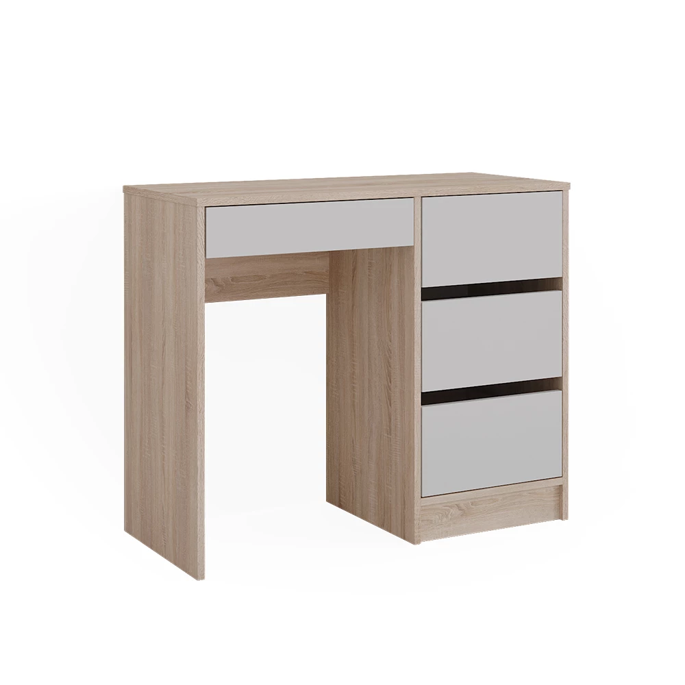 Schreibtisch in Weiß/Sonoma auf weißem Hintergrund