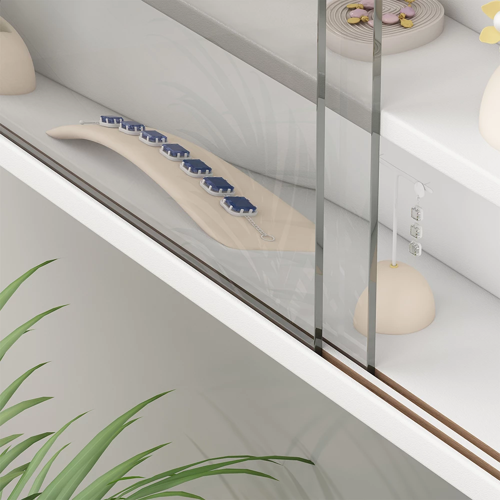 Close-up of Wandvitrine in Wit, showing texture/details