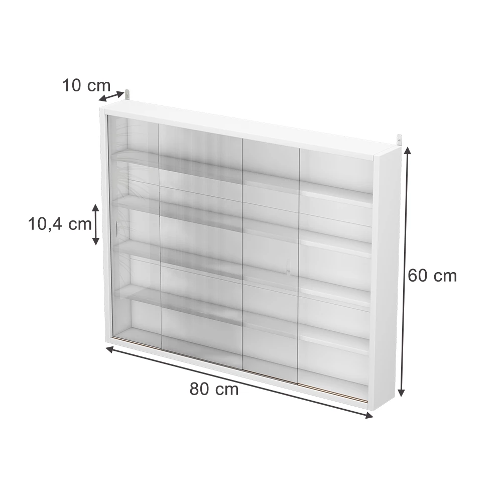 Nástěnná vitrína v barvě Bílá na bílém pozadí