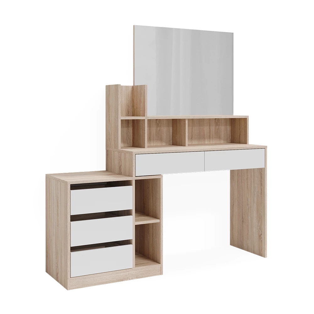 Schreibtisch in Weiß/Sonoma auf weißem Hintergrund