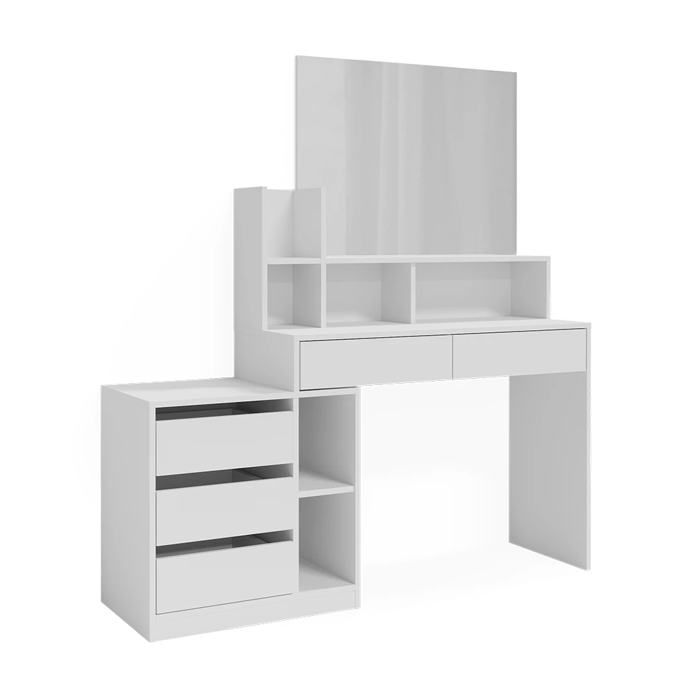 Schreibtisch in Weiß auf weißem Hintergrund