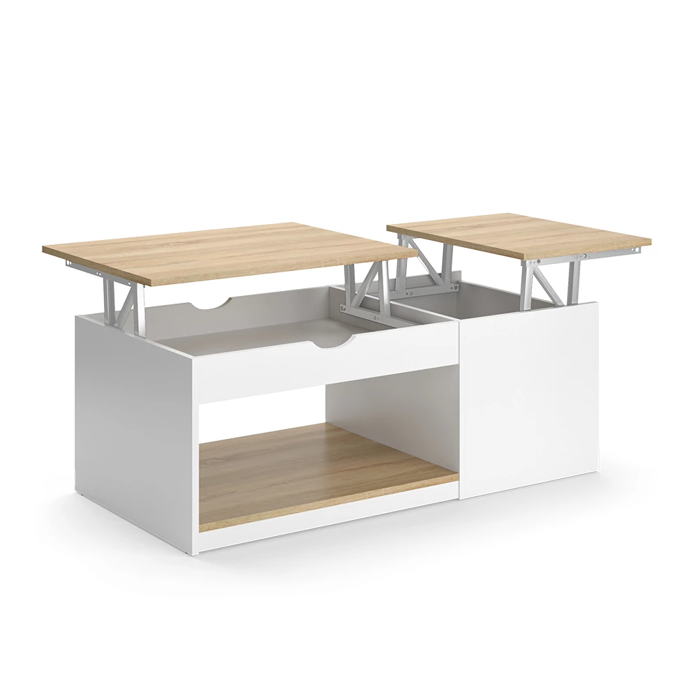 Table basse en Blanc/Sonoma sur fond blanc