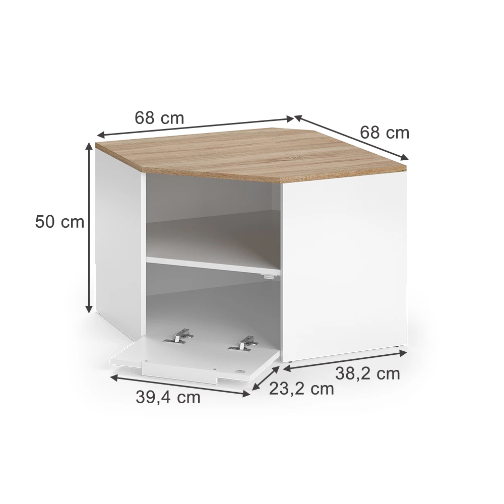 Lowboard in Weiß auf weißem Hintergrund