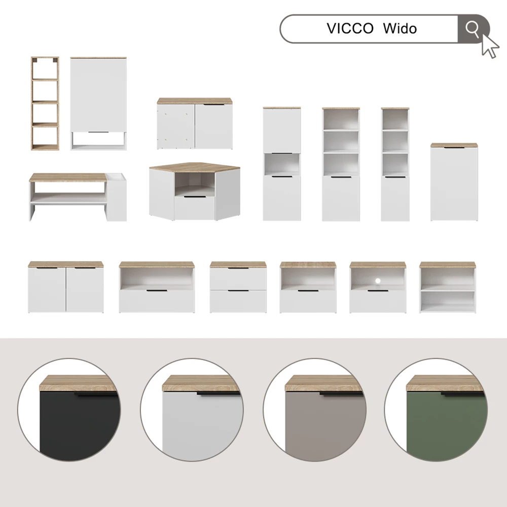 Wandmeubel Wido Antraciet 5 delen Vicco