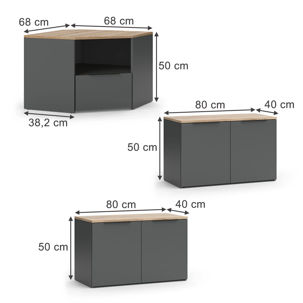 Dnevna stena v Antracit na belem ozadju