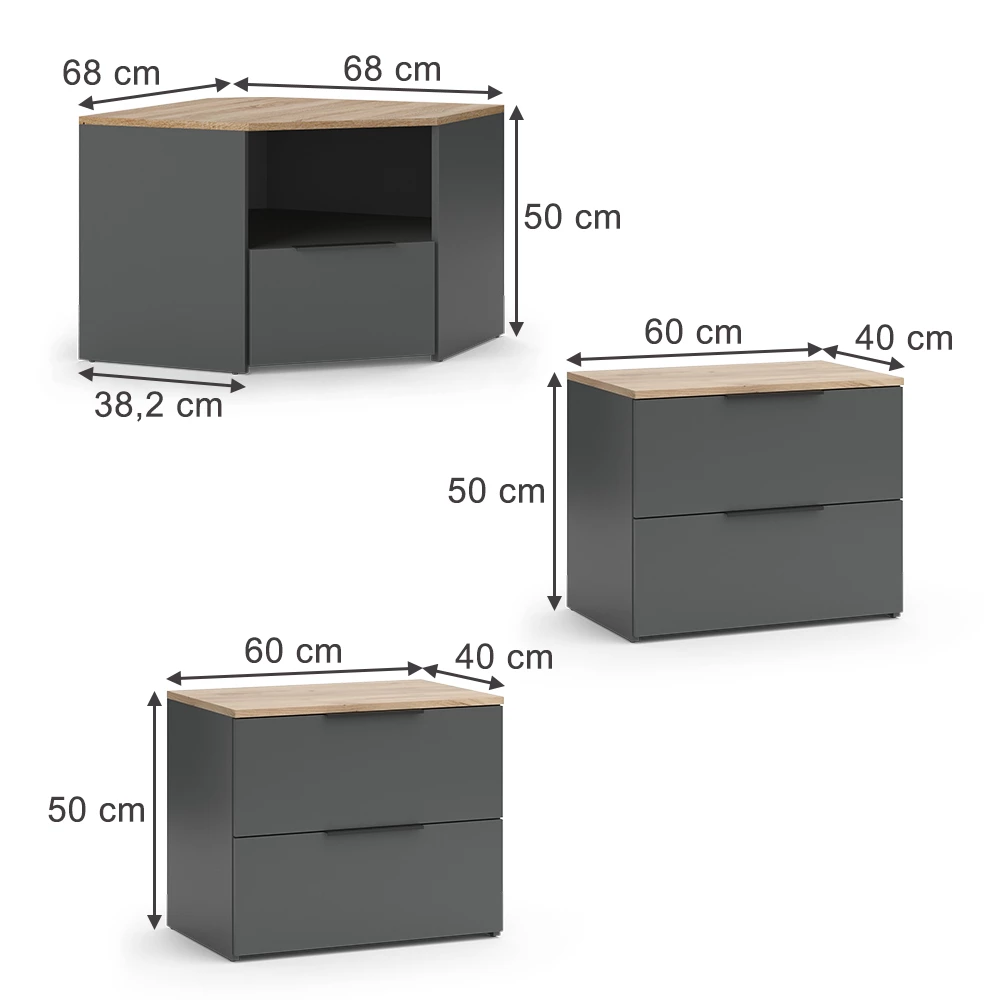 Wohnwand in Anthrazit auf weißem Hintergrund