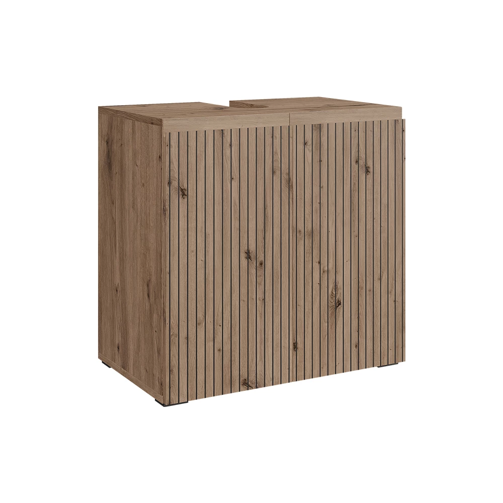 Waschbeckenunterschrank in Artisan auf weißem Hintergrund