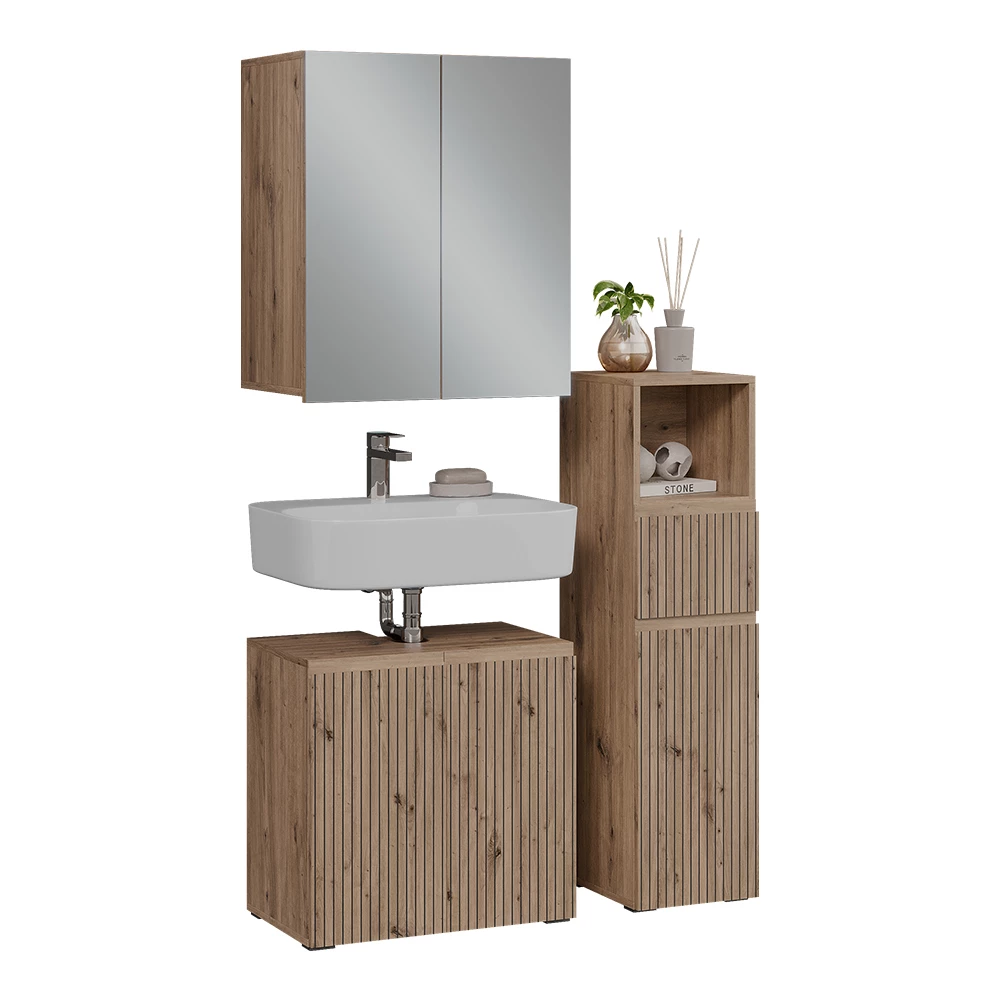 Set di mobili da bagno 3 pezzi in Artigiano on white background with decorative elements