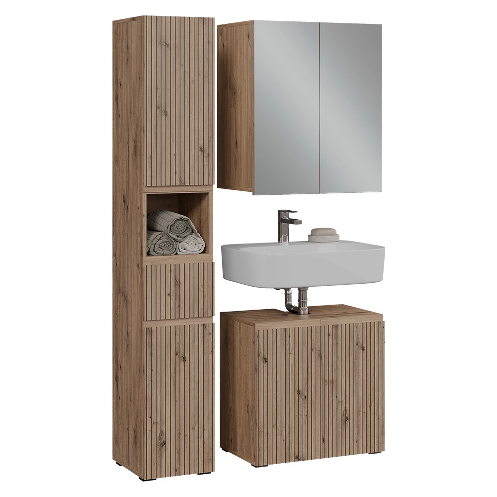 Set di mobili da bagno 3 pezzi in Artigiano on white background with decorative elements