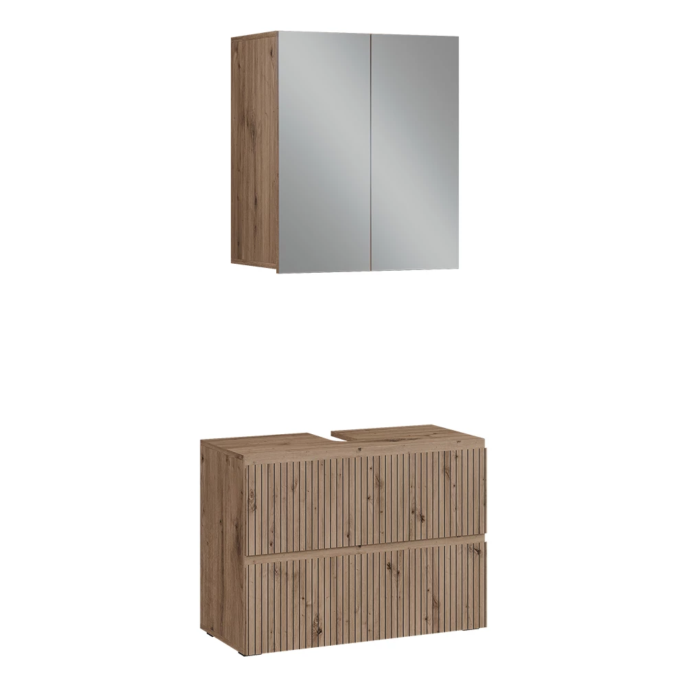 Badmöbel-Set in Artisan auf weißem Hintergrund