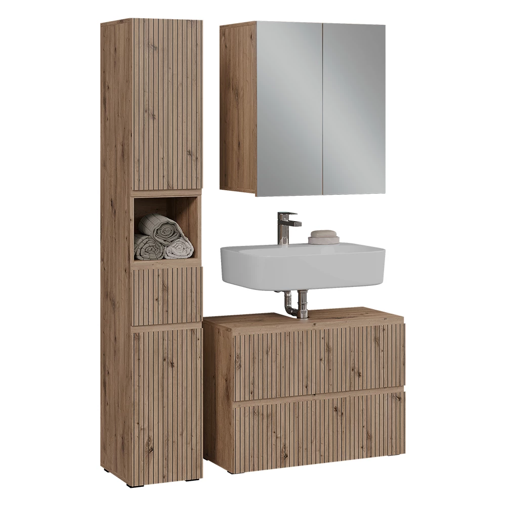 Set di mobili da bagno 3 pezzi in Artigiano on white background with decorative elements