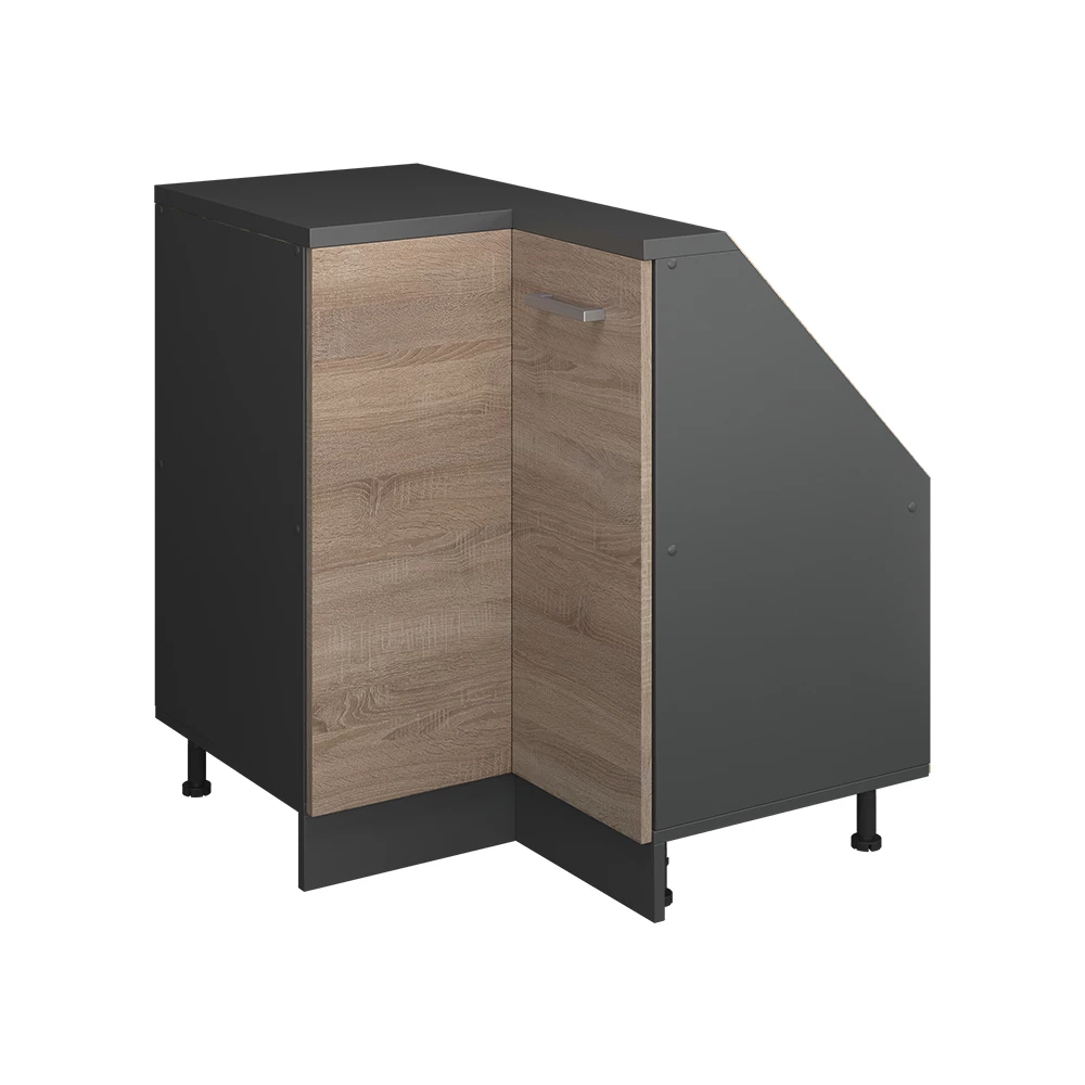 Meuble de rangement sous pente Armoire d'angle en Sonoma/Anthracite sur fond blanc
