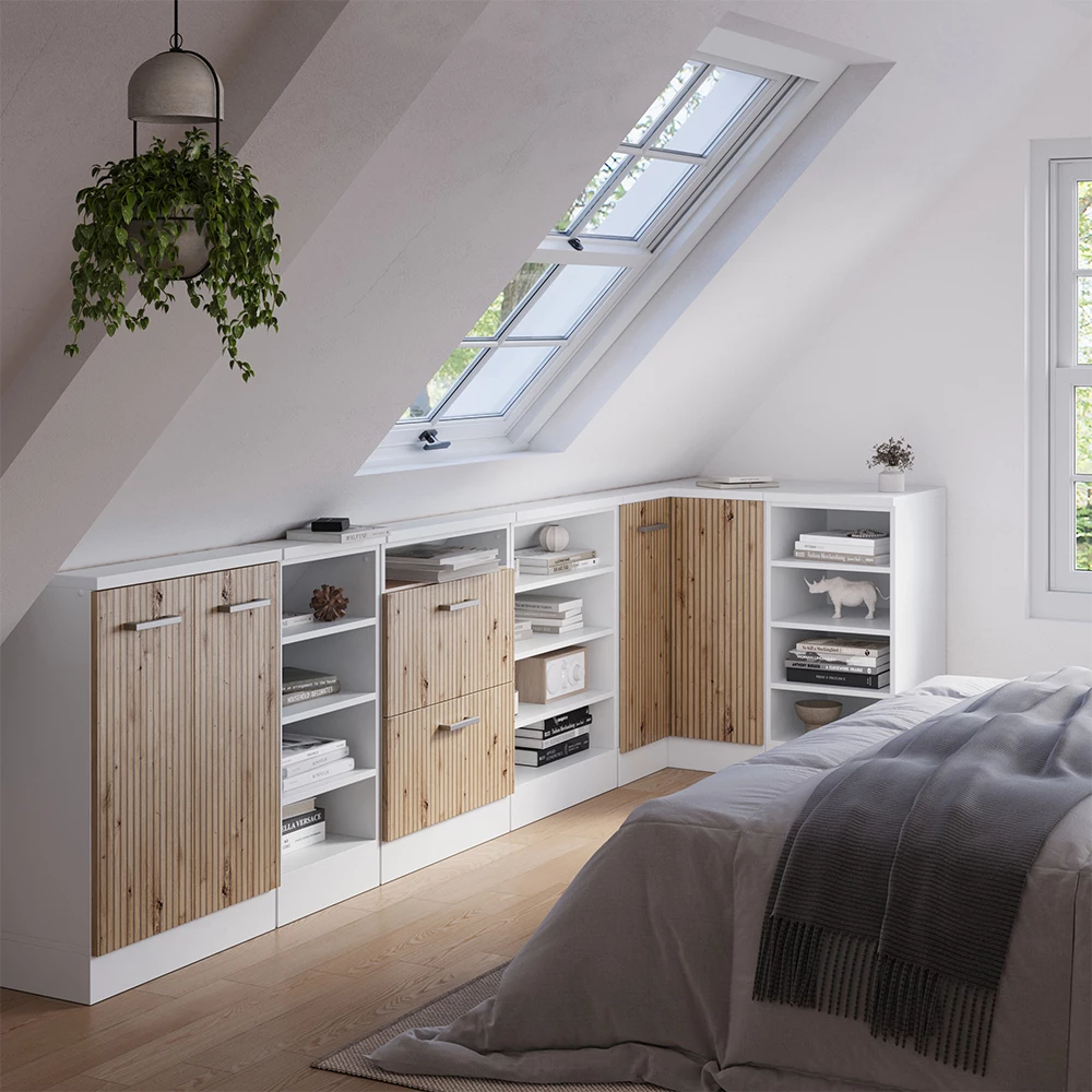 Hoekkeukenkast voor schuine wand R-Line Artisanaal eiken 75.6 cm met 1 deur Vicco