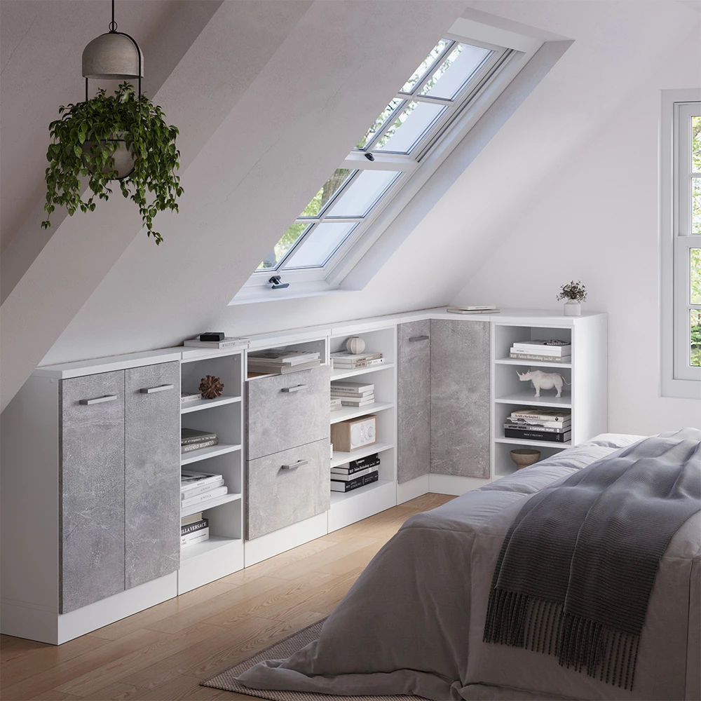 Meuble sous pente R-Line Blanc 60cm avec 4 compartiments Vicco