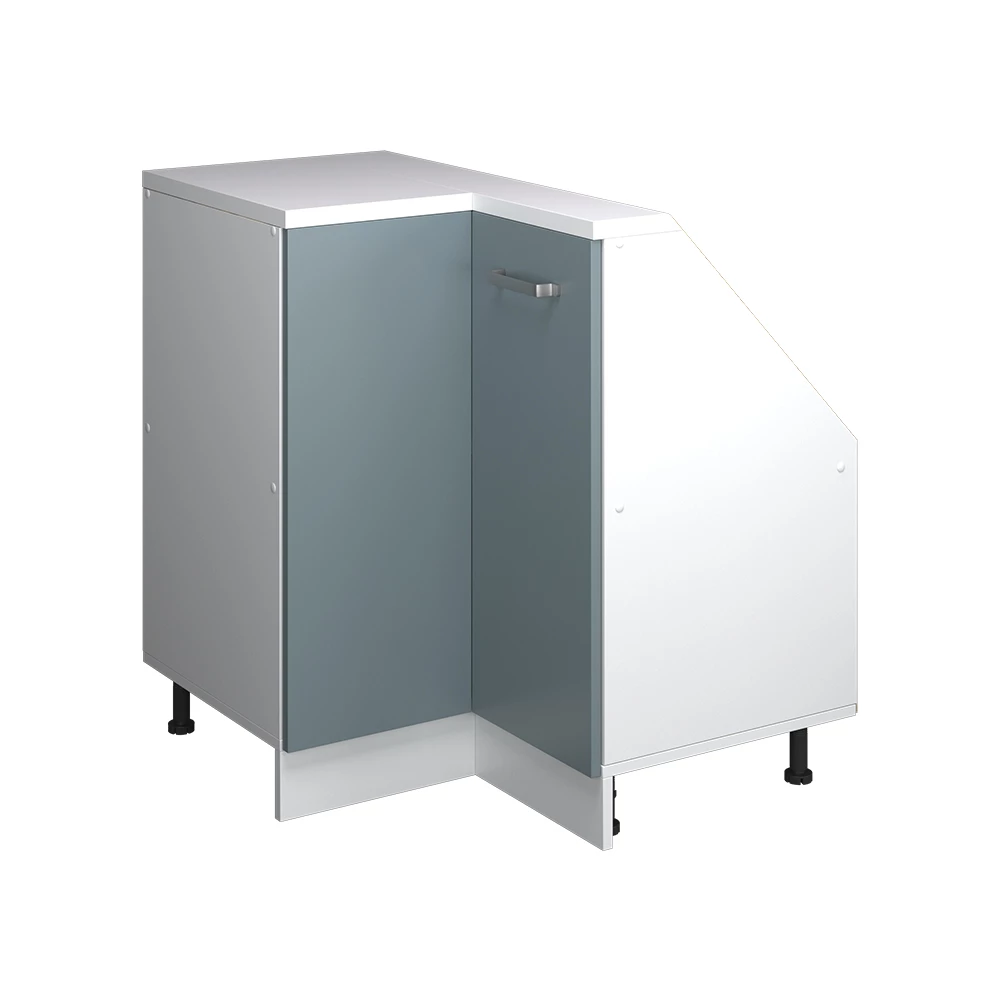 Kast voor schuine wand Hoekkast in Blauw-grijs/wit on white background