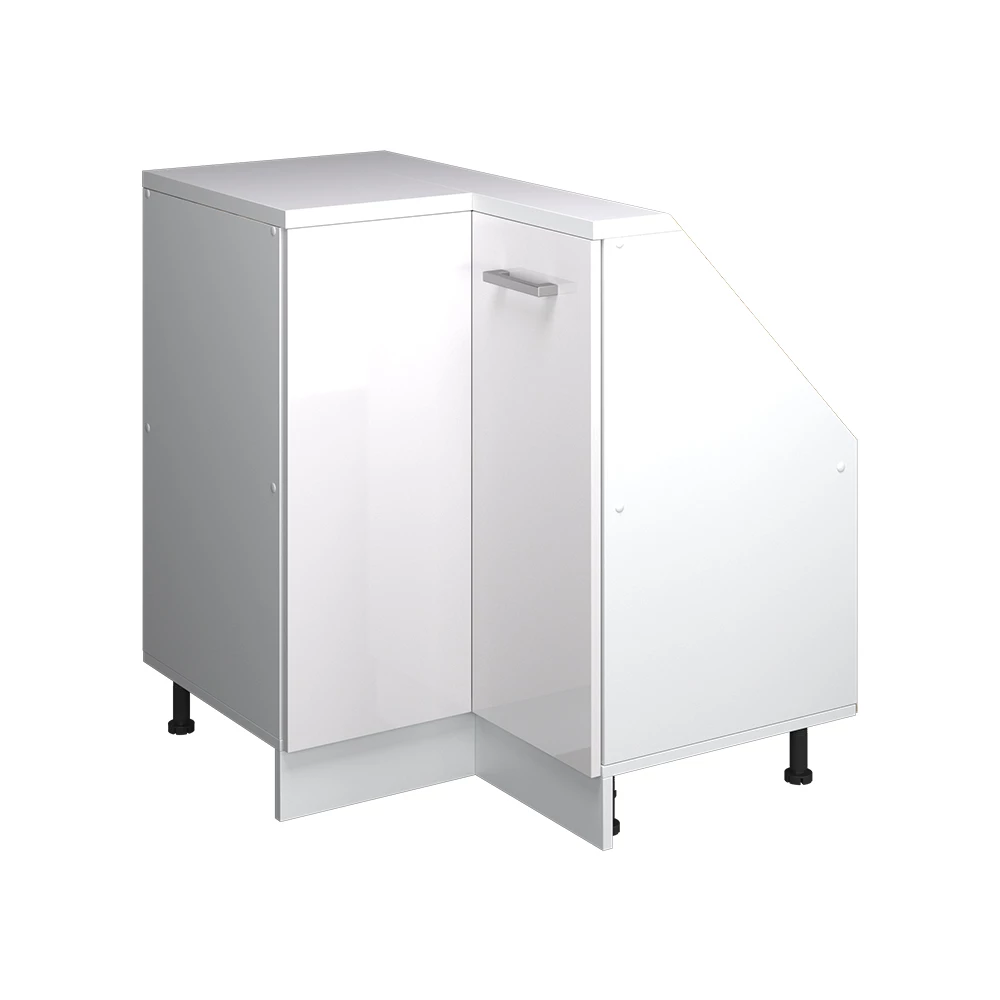 Dachschrägenschrank Eckschrank Rion Weiß Hochglanz/Weiß 75.6 x 81.6 cm mit 1 Tür Vicco | Weiß Hochglanz/Weiß | Eckschrank 76 cm | T46