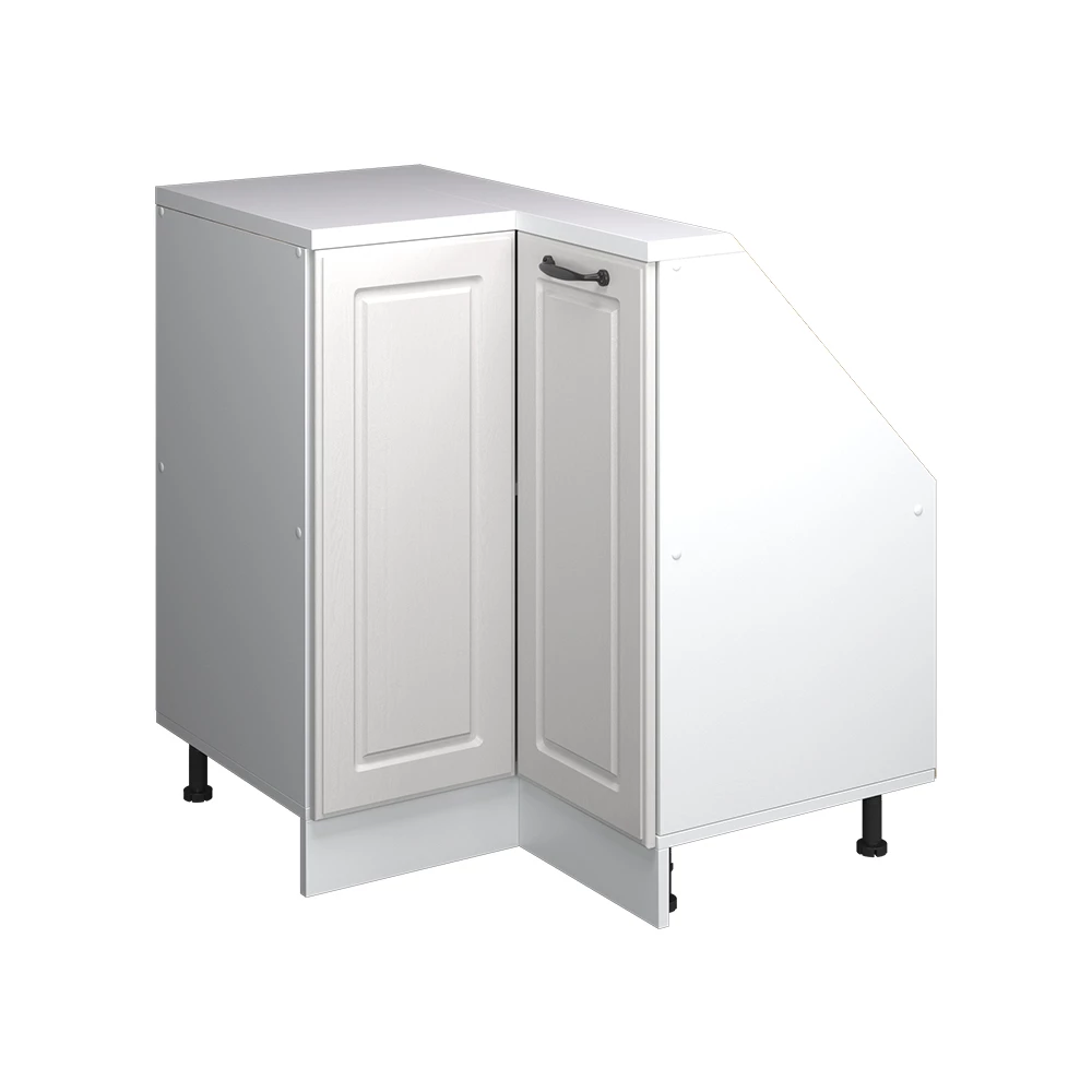 Dachschrägenschrank Eckschrank in Weiß Landhaus/Weiß auf weißem Hintergrund