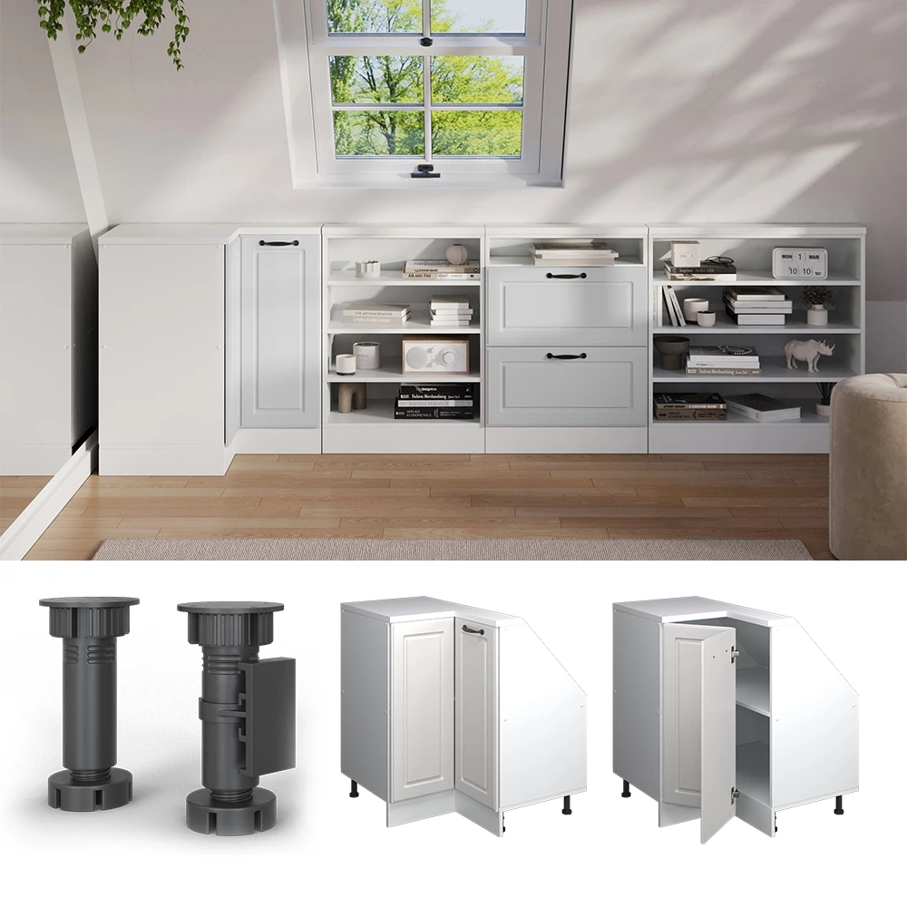 Dachschrägenschrank Eckschrank in Weiß Landhaus/Weiß auf weißem Hintergrund