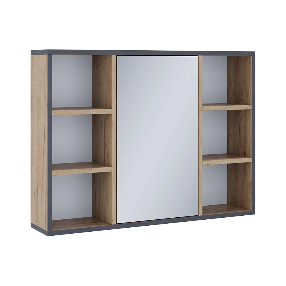 Badspiegelschrank in Goldkraft Eiche auf weißem Hintergrund