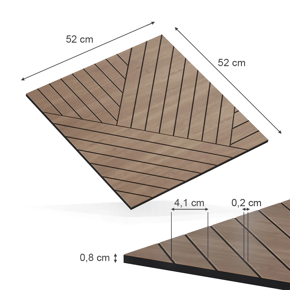 Vægpanel i farven Eg på hvid baggrund
