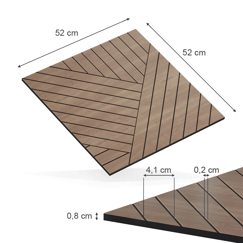 Vægpanel i farven Eg på hvid baggrund