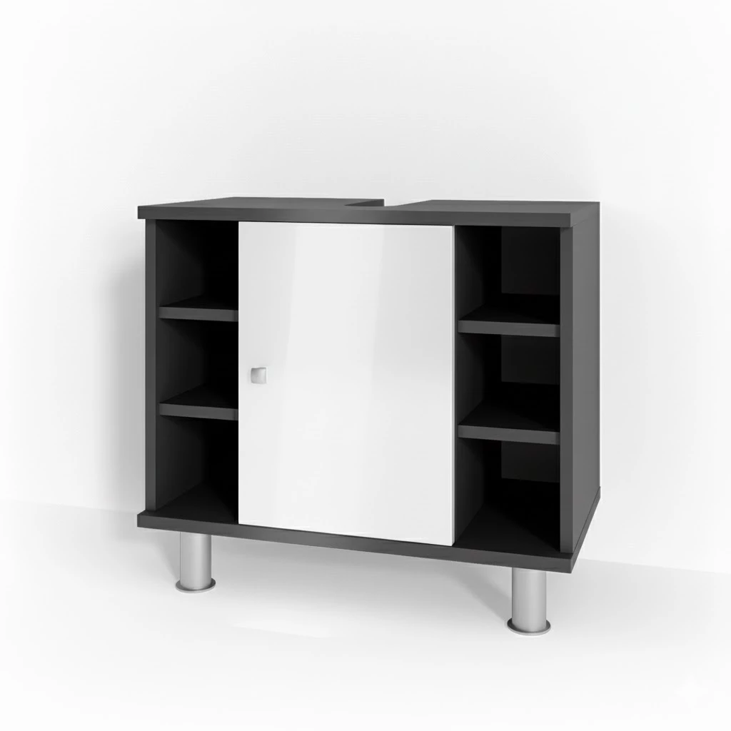 Základní skříňka pod umyvadlo v barvě Antracit na bílém pozadí