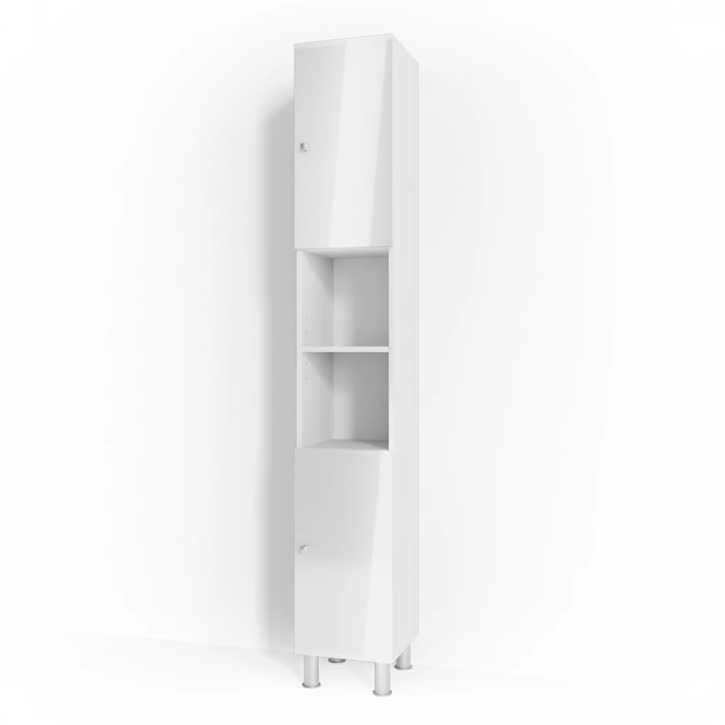 Bathroom cabinet in White High Gloss on white background