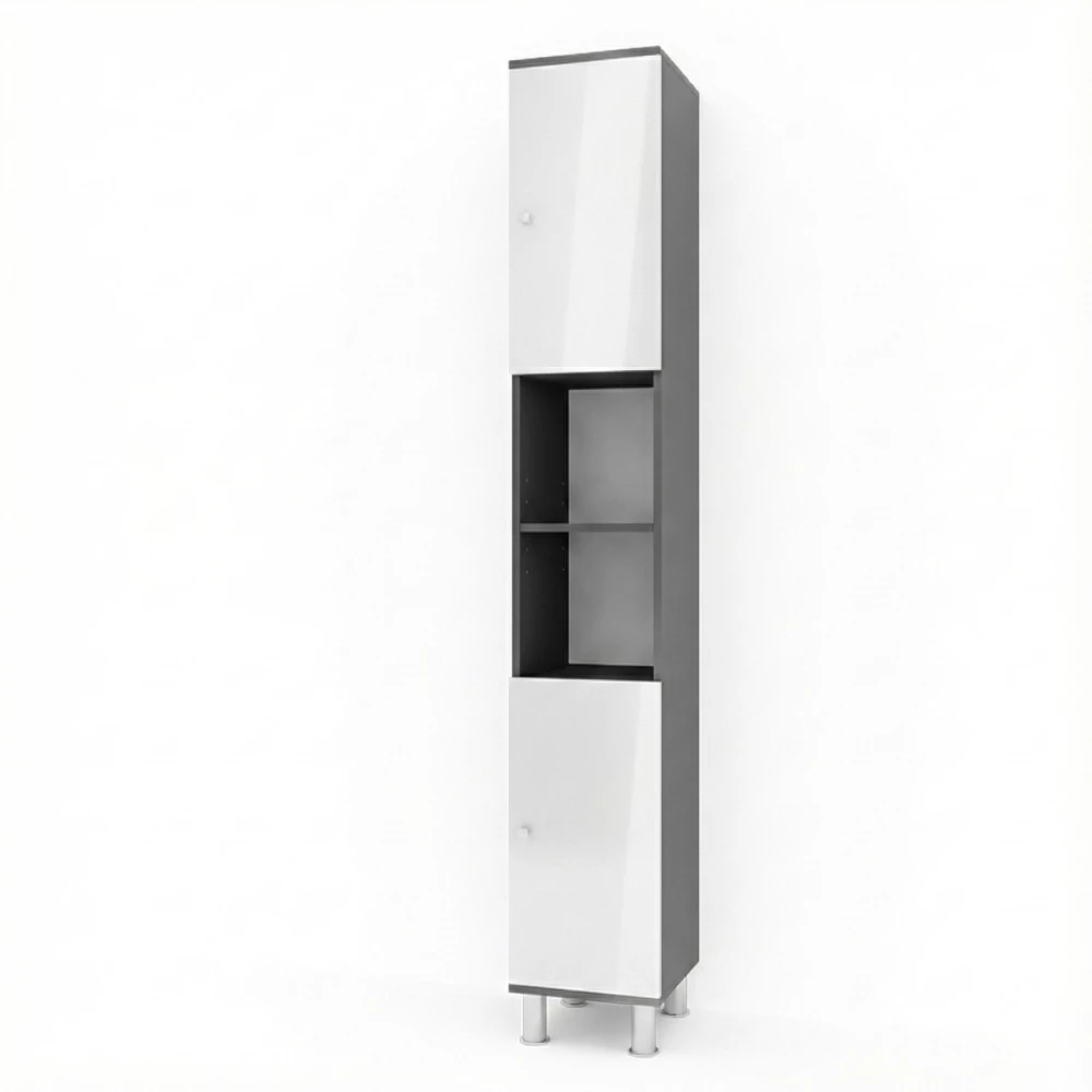 Badschrank in Anthrazit auf weißem Hintergrund