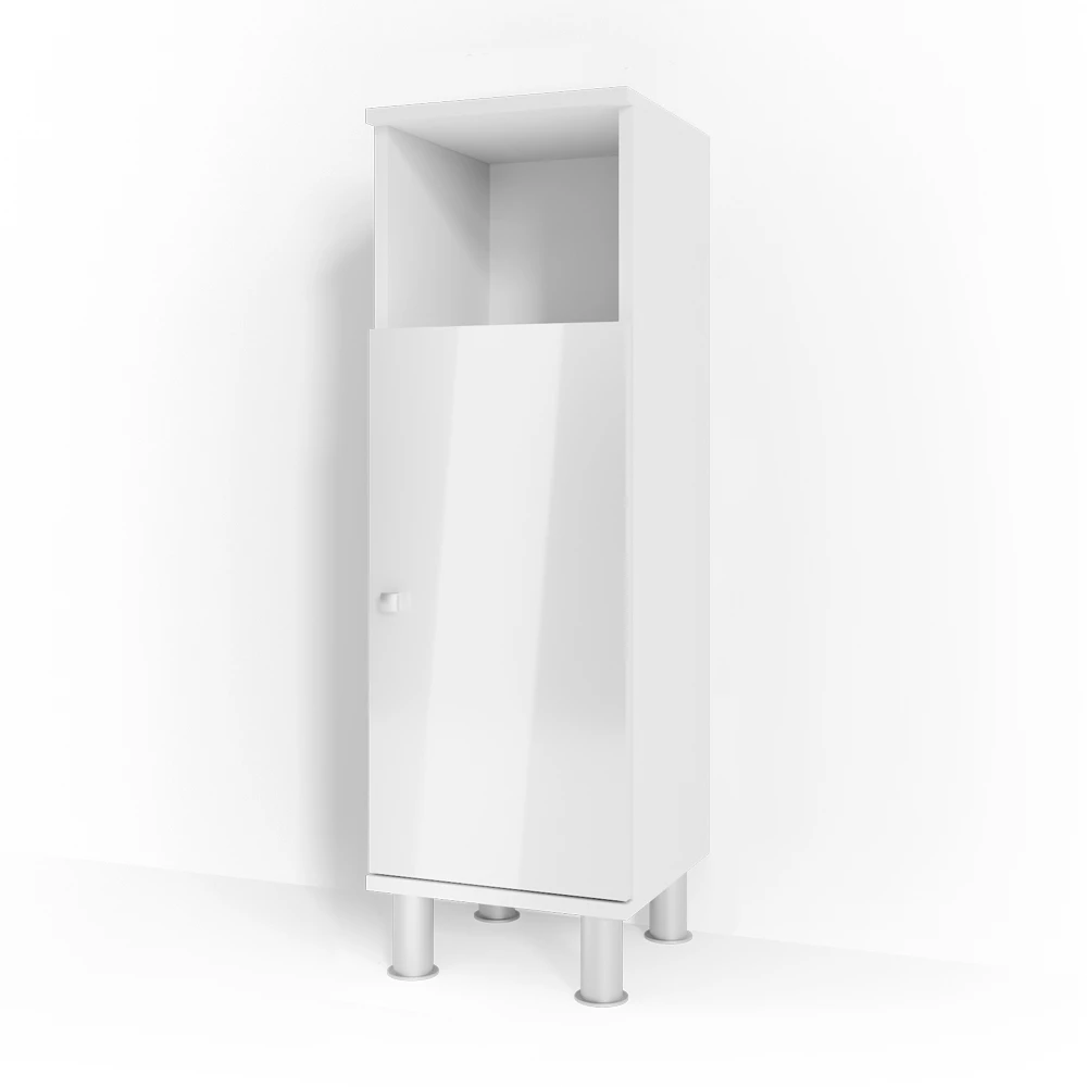 Midischrank in Weiß Hochglanz auf weißem Hintergrund