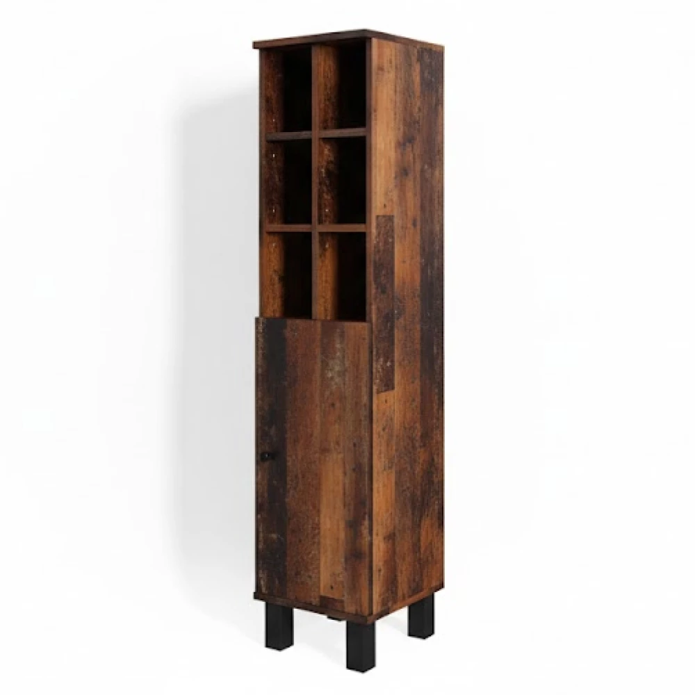 Meuble salle de bain en Chêne rustique sur fond blanc