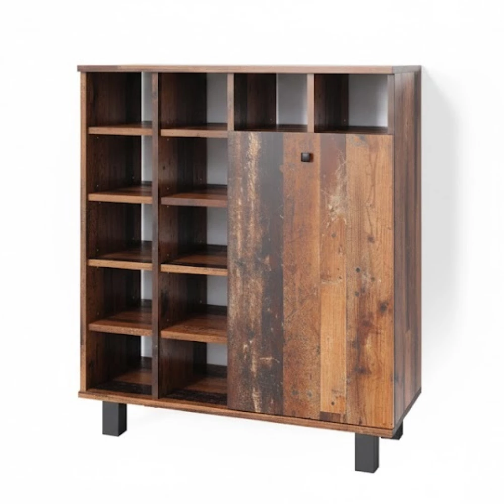 Badschrank in Eiche rustikal auf weißem Hintergrund