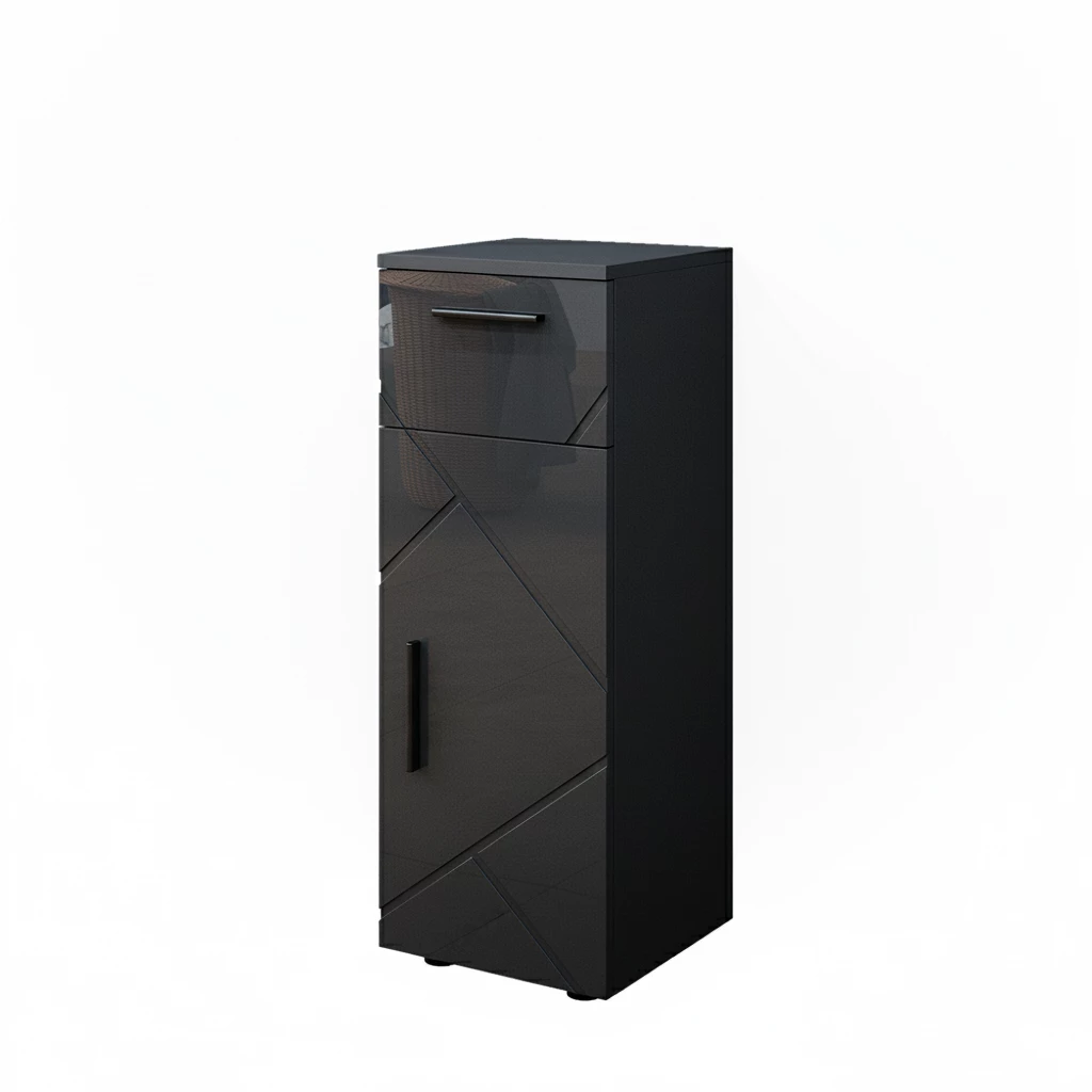 Midischrank in Anthrazit Hochglanz auf weißem Hintergrund