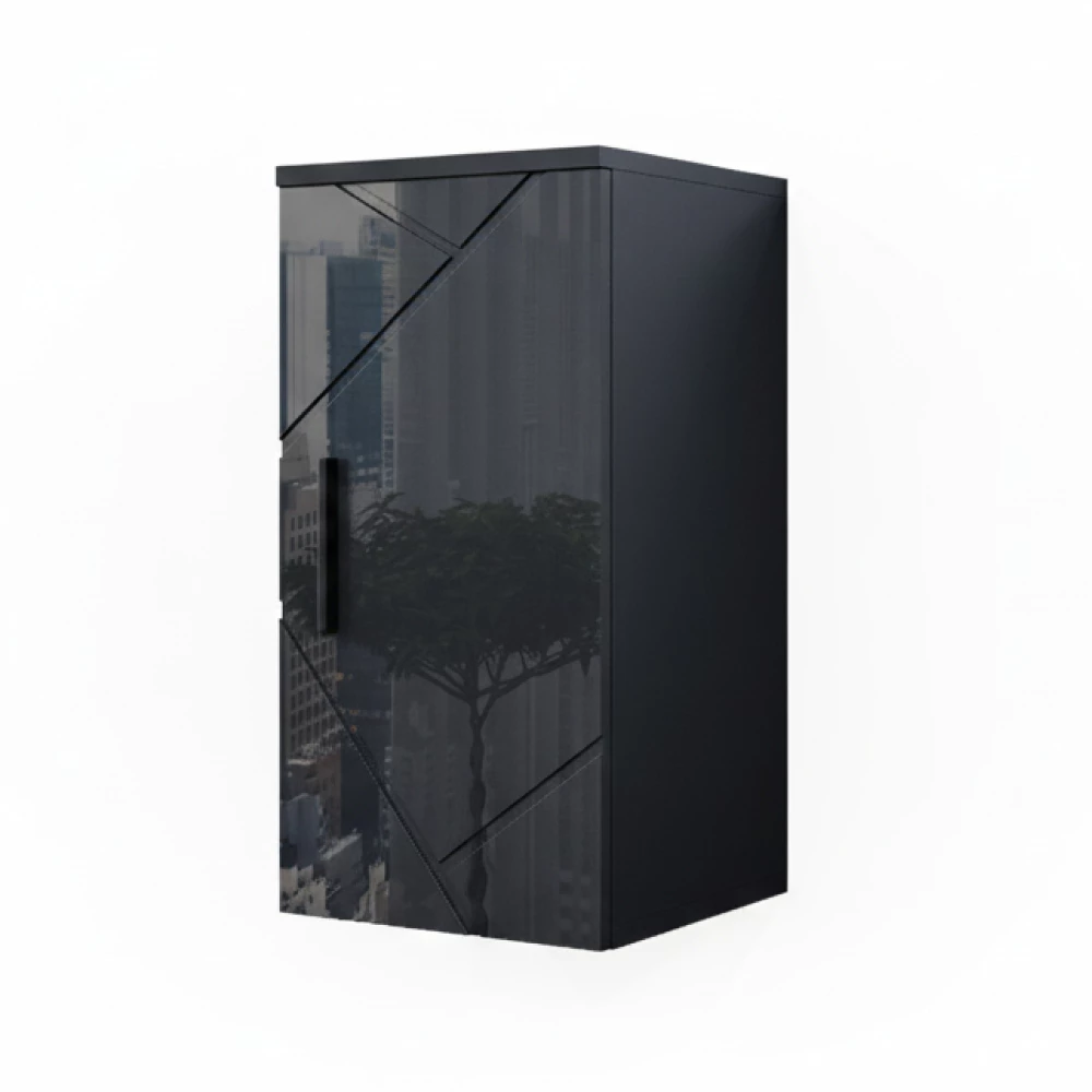 Kopalniška omarica v Antracit z visokim sijajem na belem ozadju