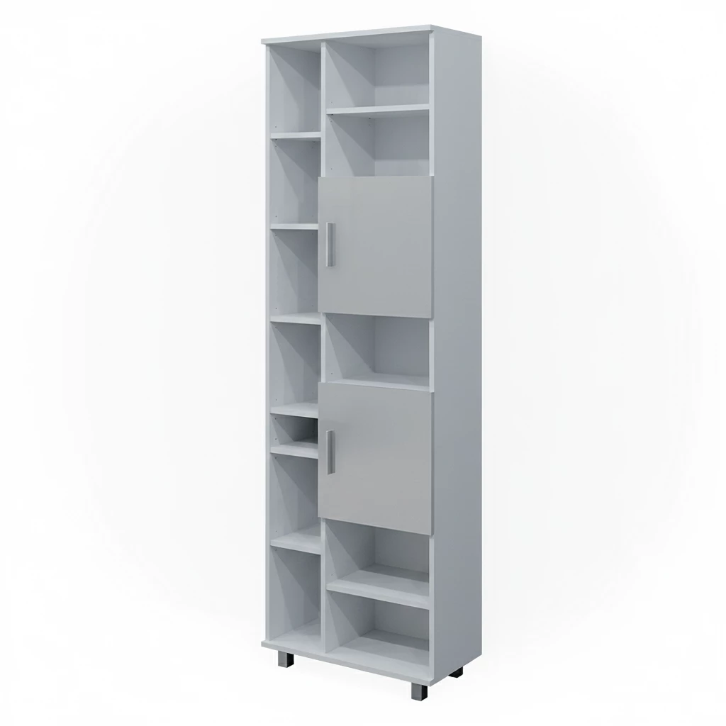 Badschrank in Weiß Hochglanz auf weißem Hintergrund