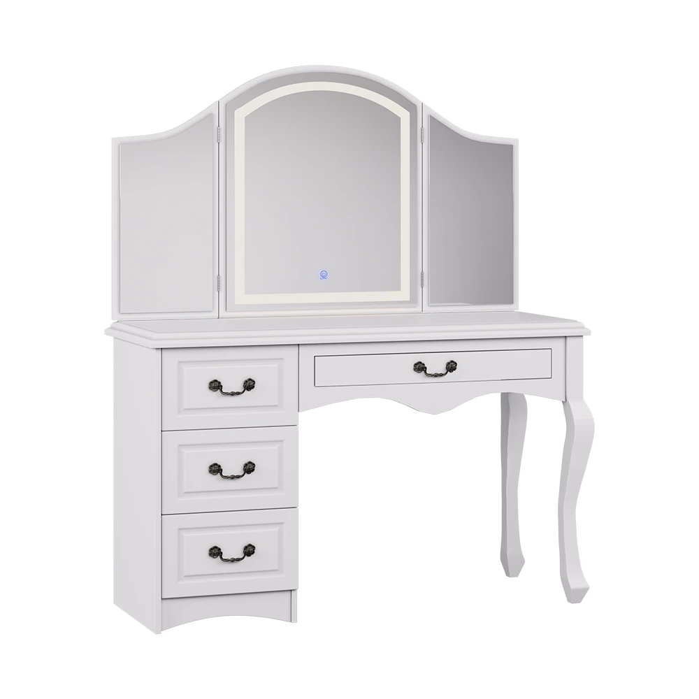 Schminktisch in Weiß auf weißem Hintergrund