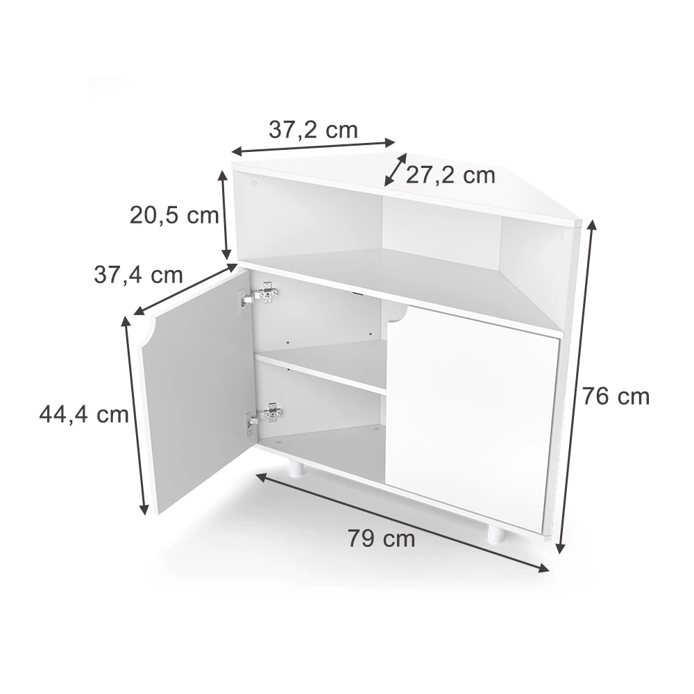 Cassettiera per camera da letto in Bianco on white background with visible dimensions