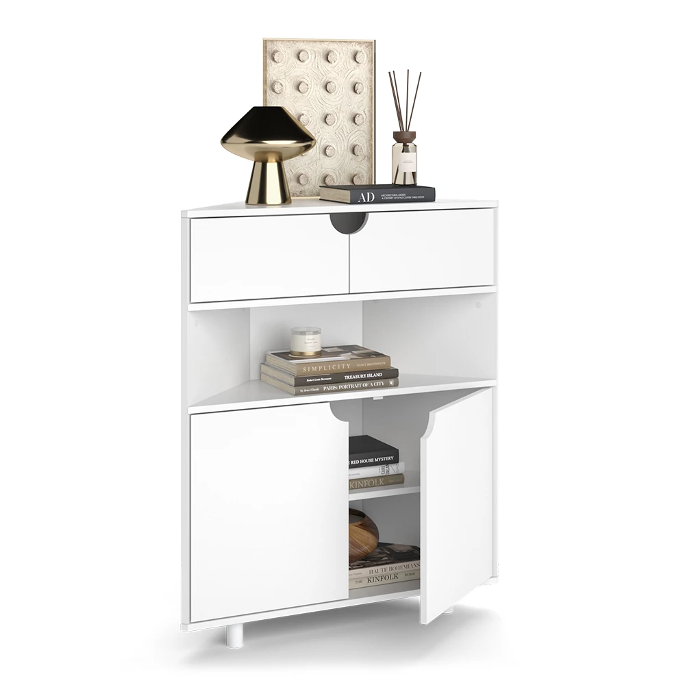 Credenza in Bianco on white background with decorative elements