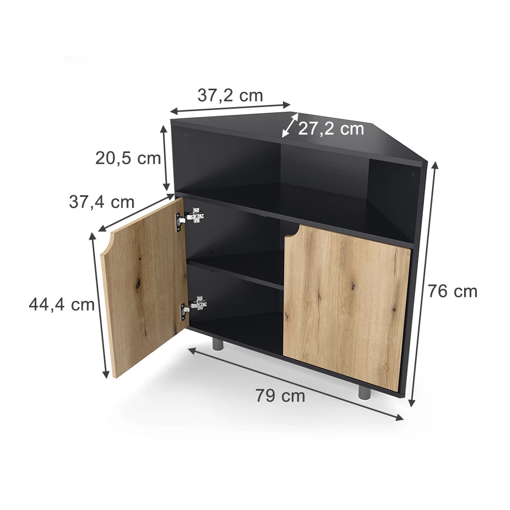 Cômoda in Antracite/Carvalho on white background