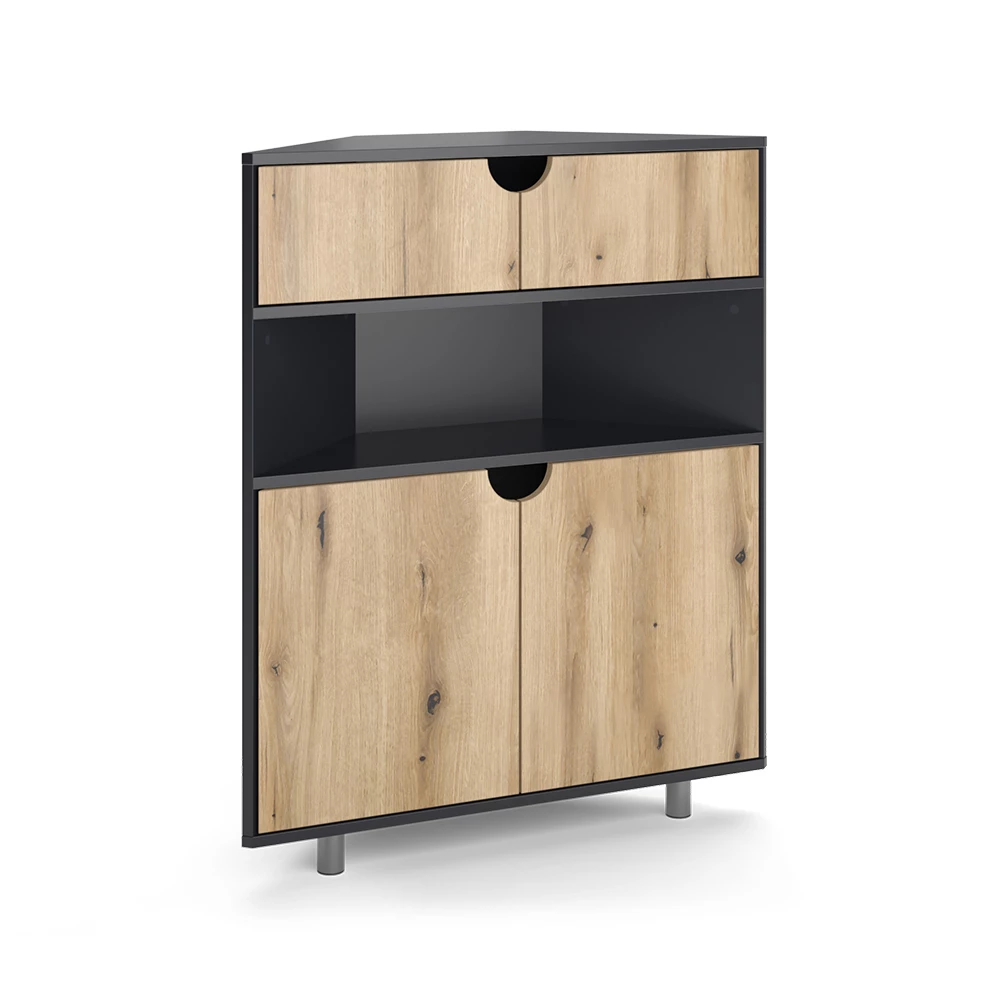 Credenza in Antracite/quercia on white background