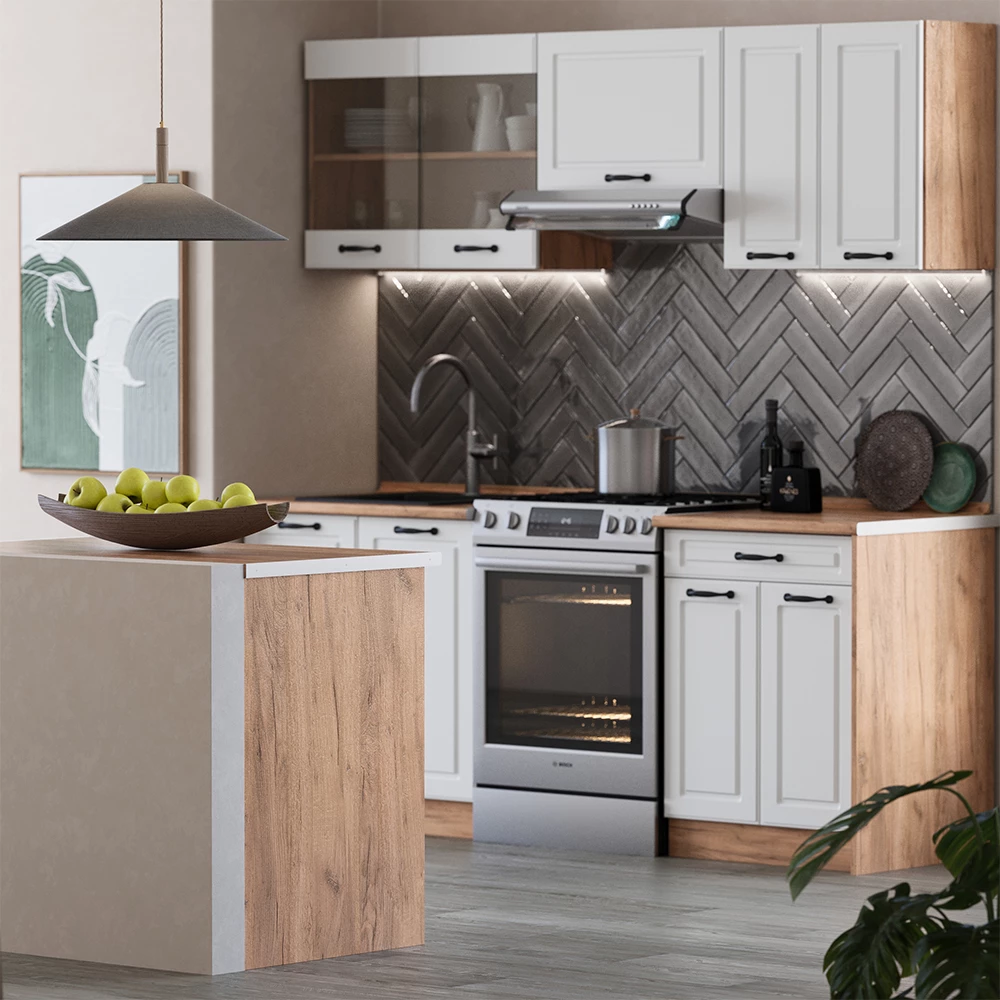 Panneaux latéraux pour le meuble bas R-Line Chêne de force doré Lot de 2 Vicco