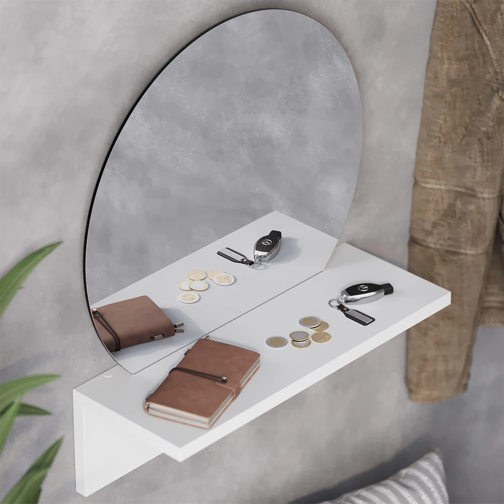 Badezimmerspiegel Elyra Weiß 40 x 47.5 cm mit Ablage Vicco