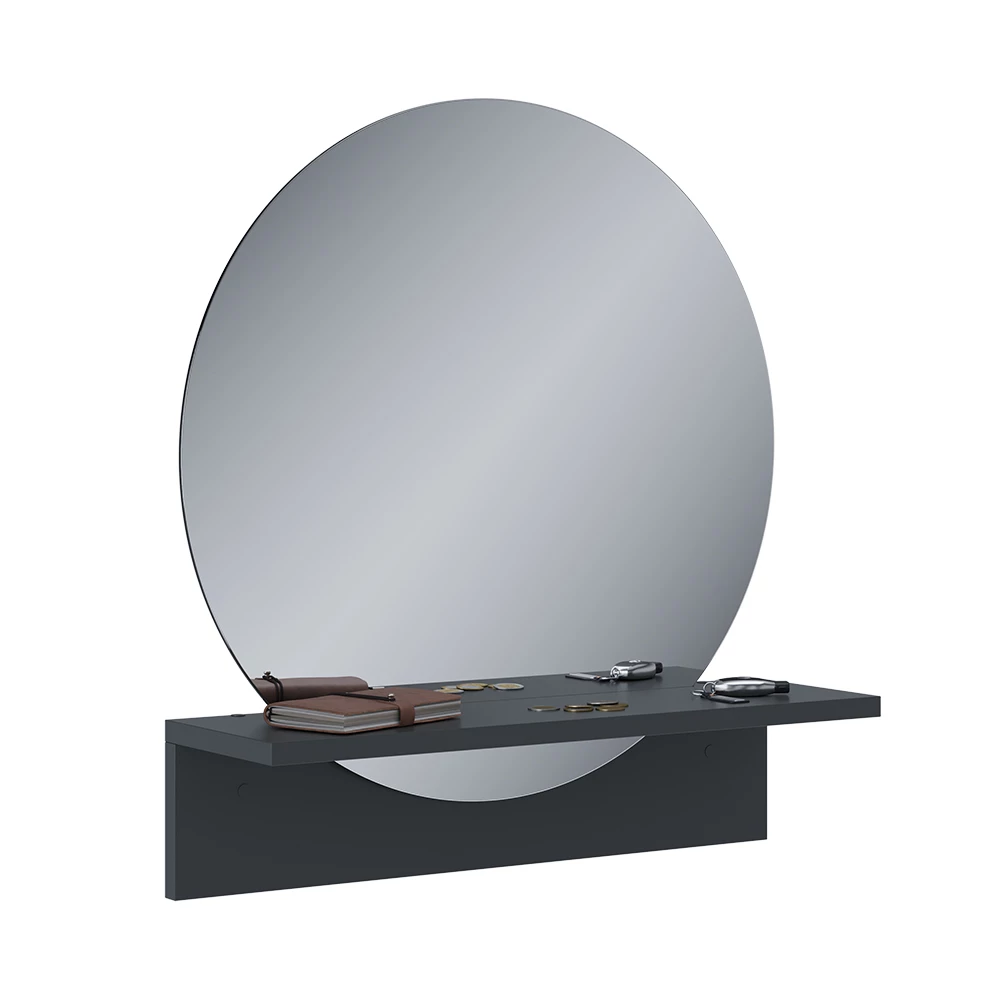 Miroir mural en Noir sur fond blanc avec des éléments décoratifs