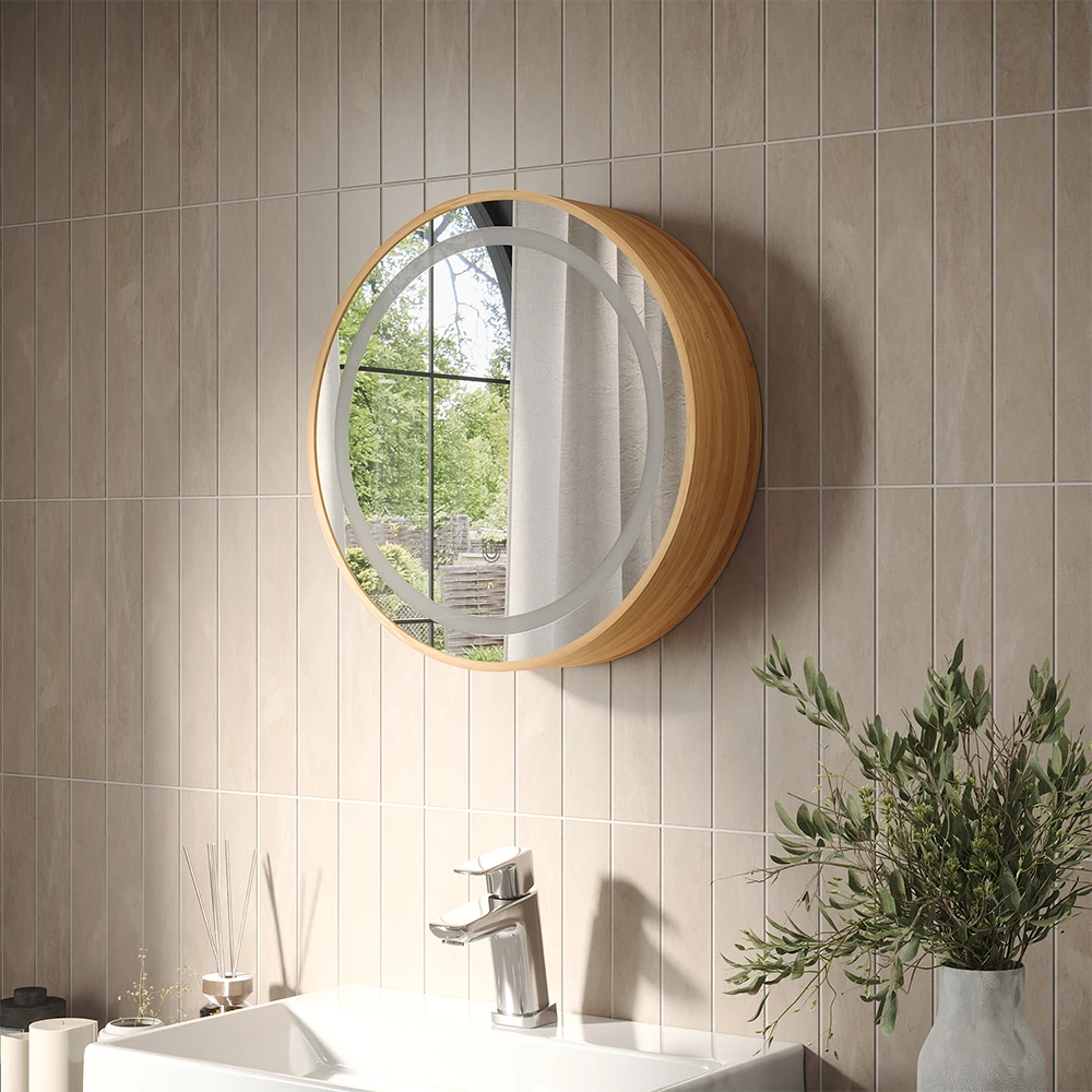 Badspiegelschrank Silva Bambus 50 x 50 cm mit 5 Aufbewahrungsfächern Vicco № 30097