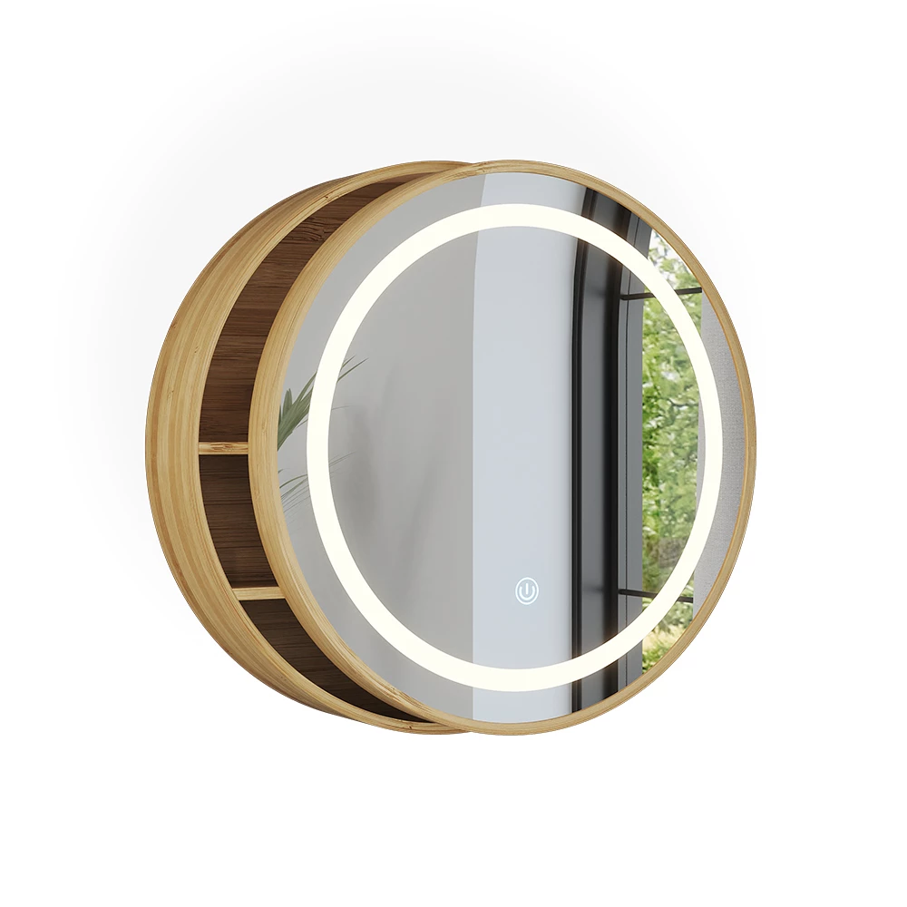 Badspiegelschrank in Bambus auf weißem Hintergrund