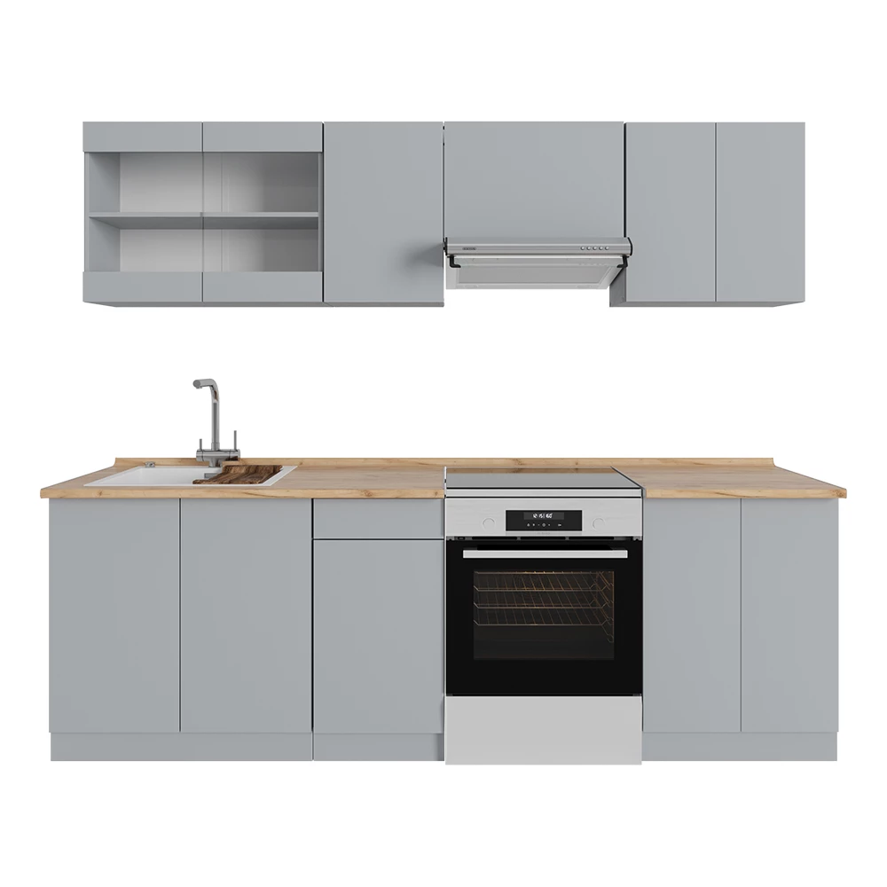 Ligne de cuisine en Gris sur fond blanc