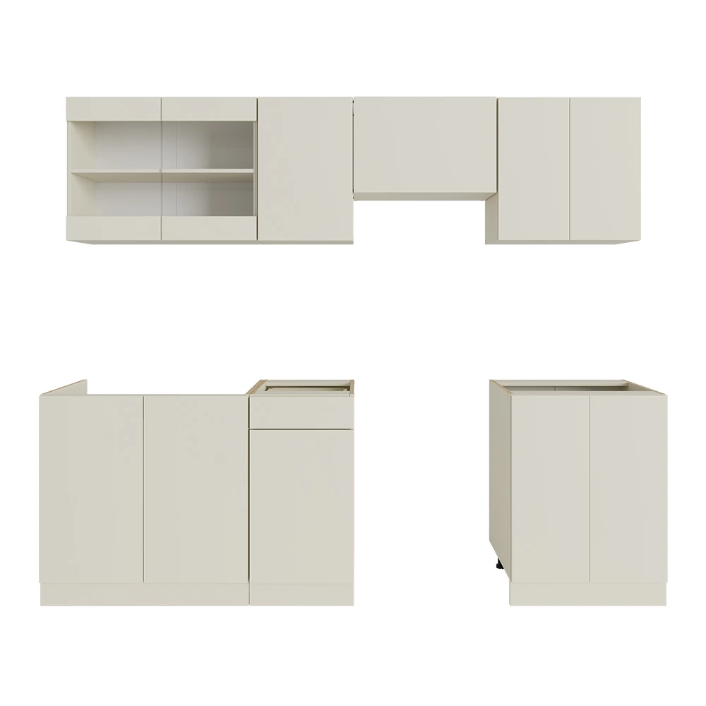 Keukenblok R-Line Beige/Goudkleurig Eiken 240 cm, WB Eik Vicco