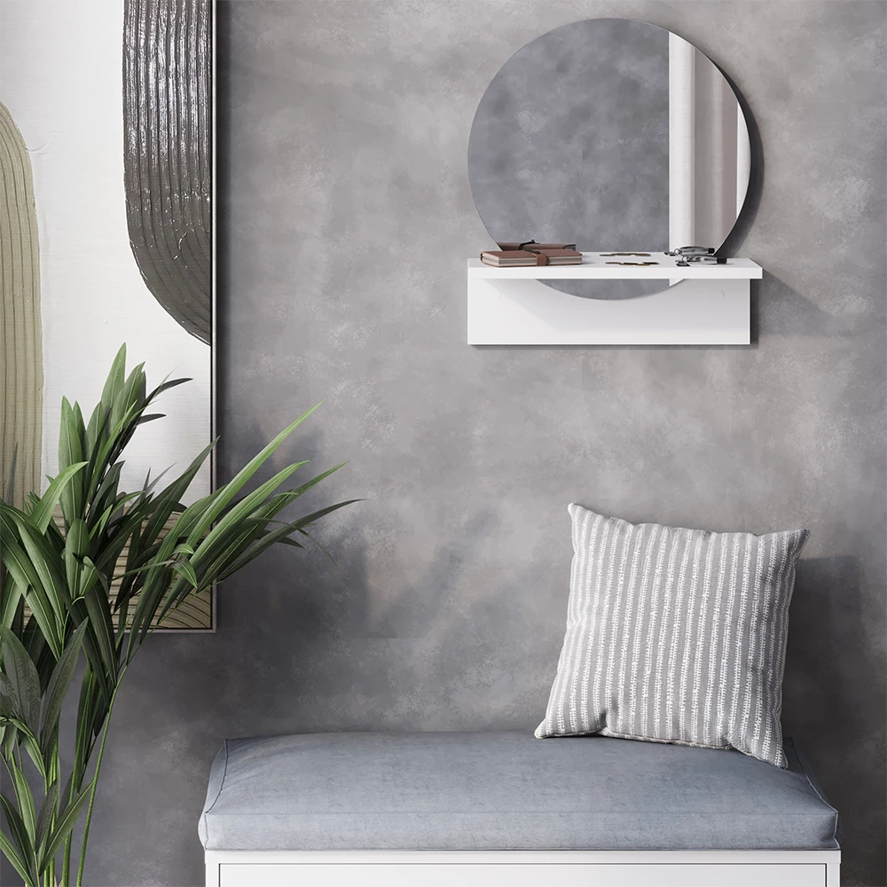 Badezimmerspiegel Elyra Weiß 40 x 47.5 cm mit Ablage Vicco